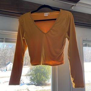 Orange/ yellow check crop top